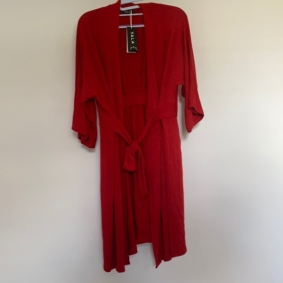 YALA Bamboo Sweater Robe Red S/M New! - Picture 2 of 10